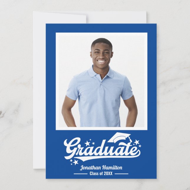 Blue Graduation Announcement Photo  (Front)