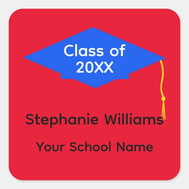 Blue Graduation Cap #1-2 Stickers (Front)