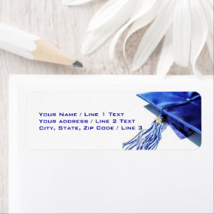 Blue Graduation Cap Address Labels