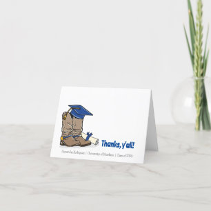 Blue Graduation Cap and Cowboy Boot Thank You Card