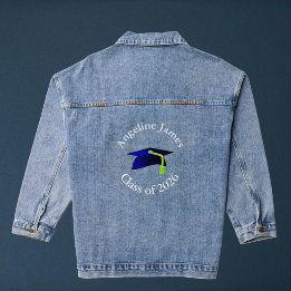 blue graduation cap - class of 2026-your name denim jacket