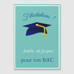 Blue graduation cap - Congrats in French 