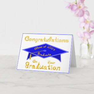 Blue Graduation Cap Graduate Class 2024 Hat Card
