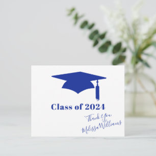 Blue Graduation Cap - Graduation Thank You Postcard