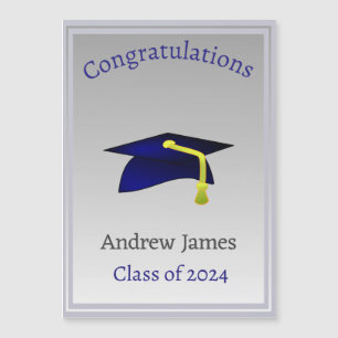 blue graduation cap  in silver - Congratulations