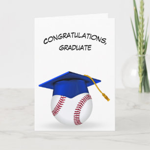 Blue Graduation Cap On a Baseball Card