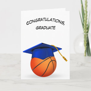 Blue Graduation Cap On a Basketball Card