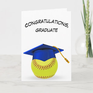 Blue Graduation Cap On a Yellow Softball Card