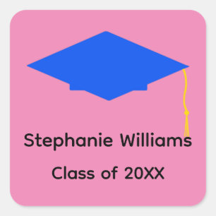 Blue Graduation Cap Stickers