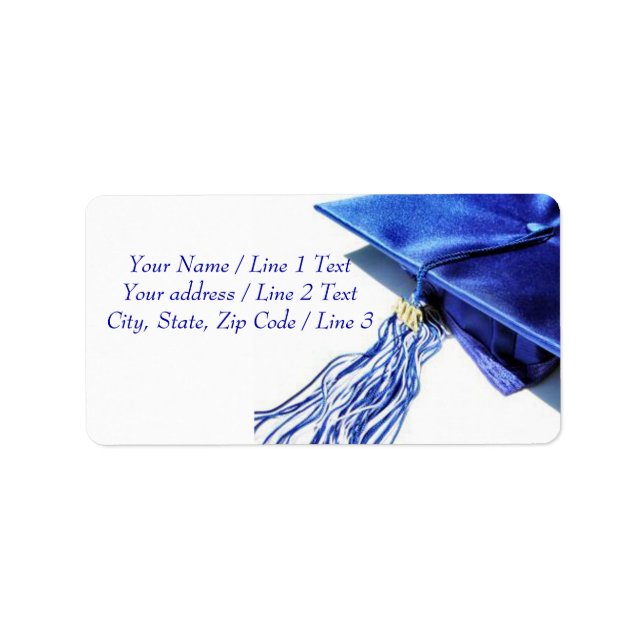Blue Graduation Cap Tassel Address Labels (Front)