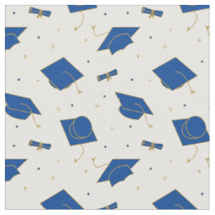 Blue Graduation Cap Toss Fabric