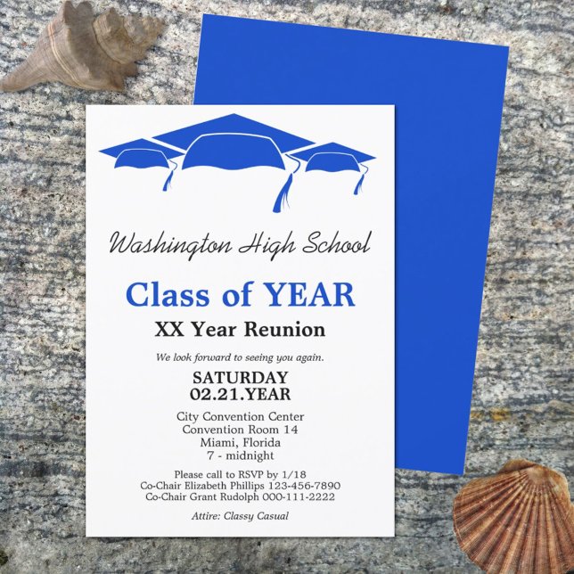 Blue Graduation Caps Class Reunion Template (Creator Uploaded)