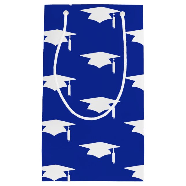 Blue Graduation Caps Pattern - Graduation Small Gift Bag (Front)