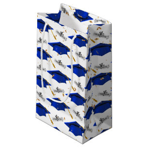 Blue Graduation Caps with Diplomas Small Gift Bag