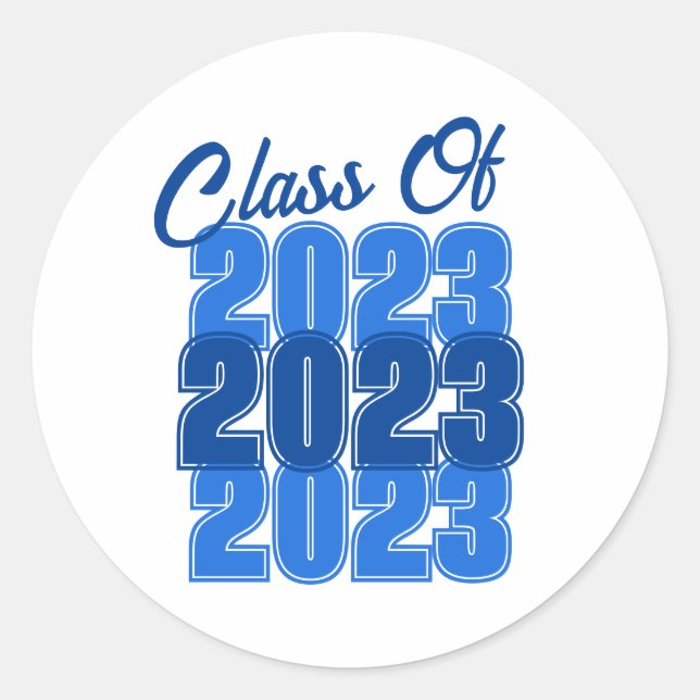 Blue Graduation Class Of Classic Round Sticker (Front)