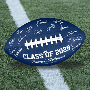 Blue Graduation Class Year Signature American Football