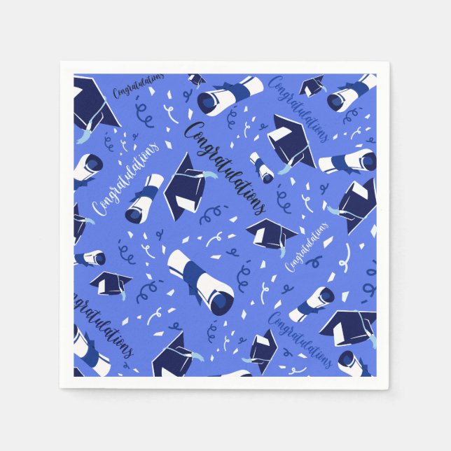 Blue Graduation Congratulations Napkin (Front)