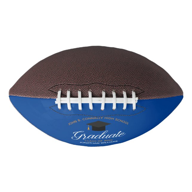 Blue Graduation Custom High School Graduate American Football (Front)