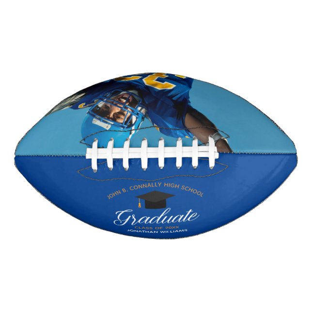 Blue Graduation Custom School 2026 Graduate Photo American Football (Front)