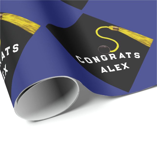 Blue Graduation Gift Wrapping Paper (Roll Corner)