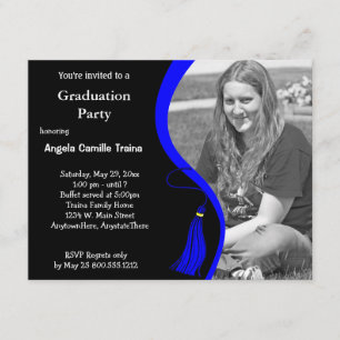 Blue Graduation Horizontal Photo Invitation