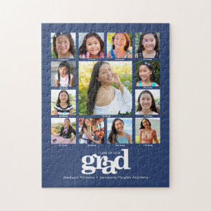 Blue Graduation K–12 Photo Collage Modern Bold Jigsaw Puzzle