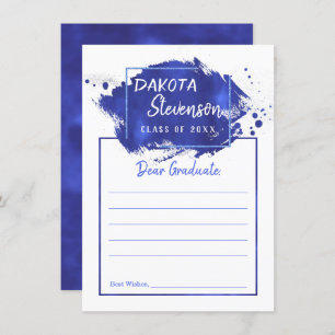 Blue Graduation Paint Splatter Grad Party Advice Invitation