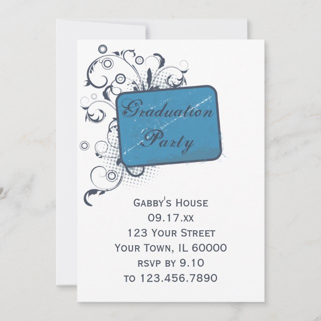 Blue Graduation Party Invitation (Front)