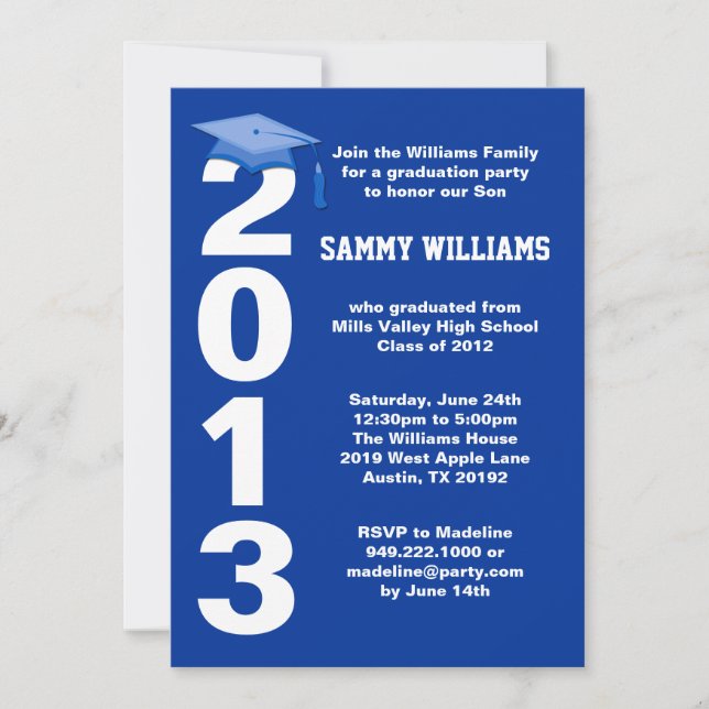Blue Graduation Party Invitation Class of 2013 (Front)