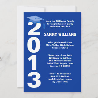 Blue Graduation Party Invitation Class of 2013