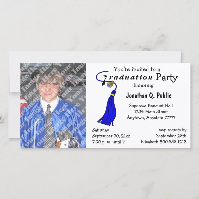 Blue Graduation Party Photo Invitation (Front)
