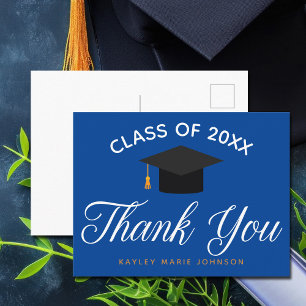 Blue Graduation Personalised Graduate Thank You Postcard