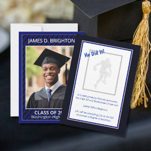 Blue Graduation Photo Announcement