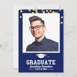 Blue Graduation Photo Thank You Card