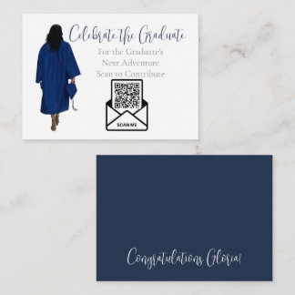Blue Graduation QR Code Insert Card | Fund Grad