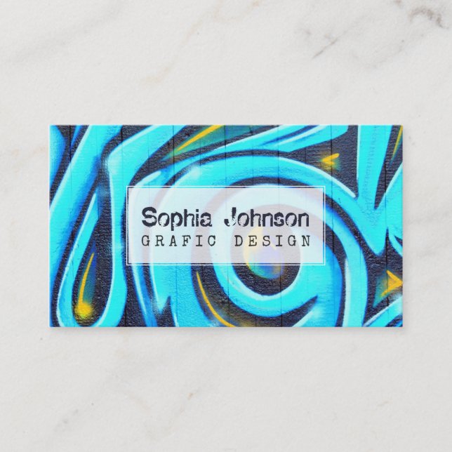 Blue Graffiti Abstract Street Art Business Card (Front)