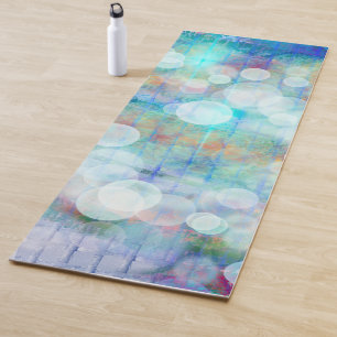 Blue Graffiti Bubbles Fluid Art Yoga Mat