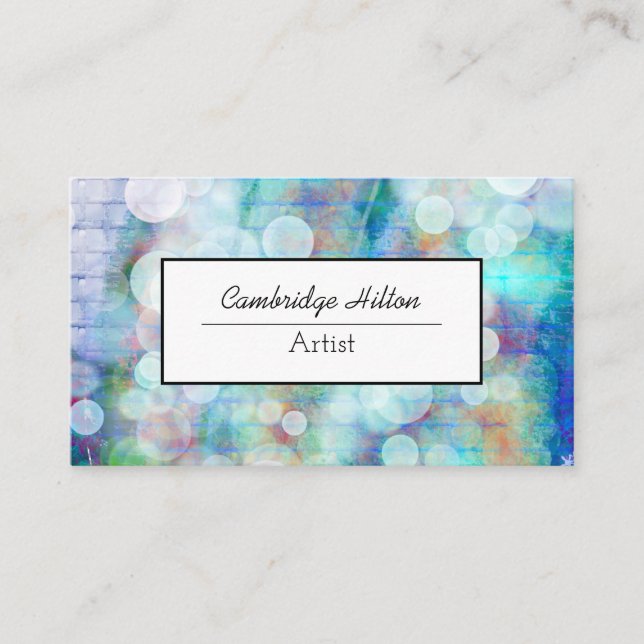 Blue Graffiti Bubbles Marble Abstract Fluid Art    Business Card (Front)