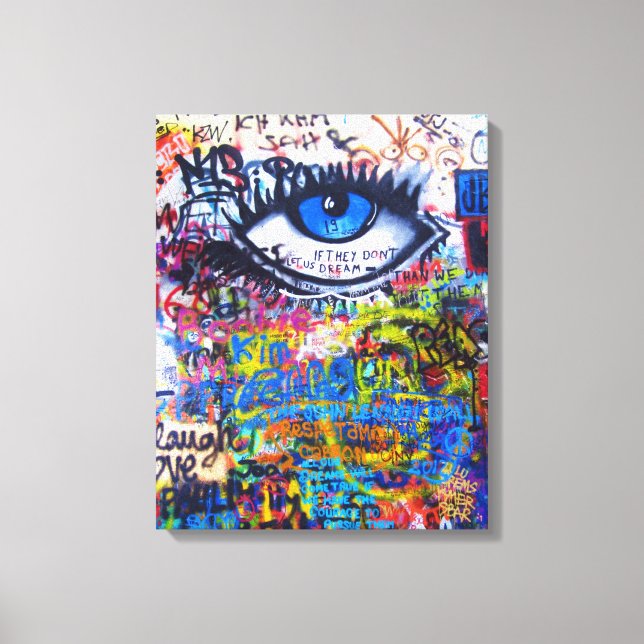 Blue graffiti evil eye canvas print (Front)