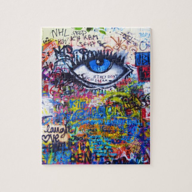 Blue graffiti evil eye jigsaw puzzle (Vertical)