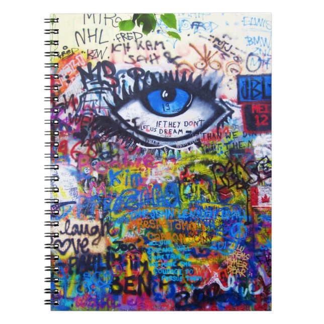 Blue graffiti evil eye notebook (Front)