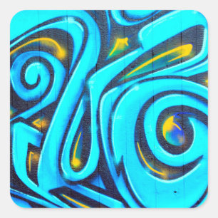 Blue Graffiti Street Art Abstract Square Sticker