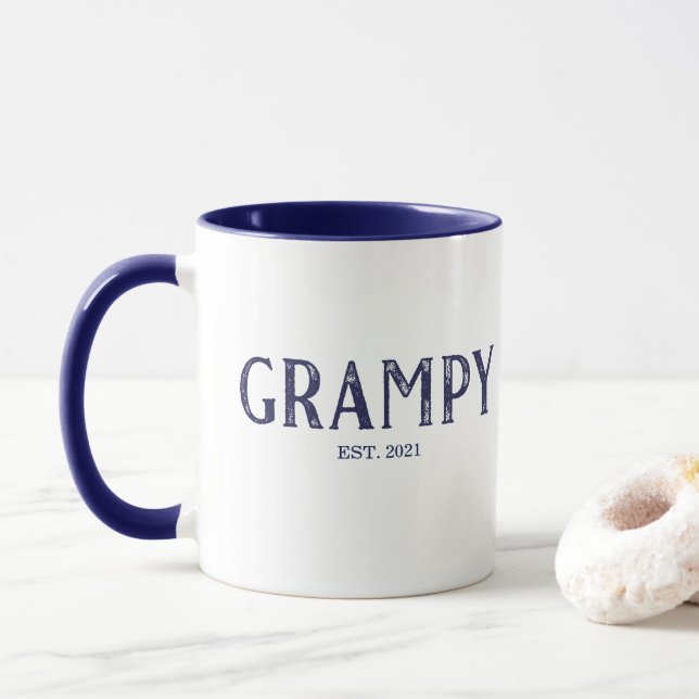 Blue Grampy Year Established Mug (With Donut)