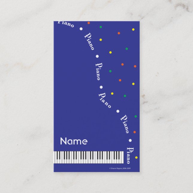 Blue Grand Piano Business Card (Front)