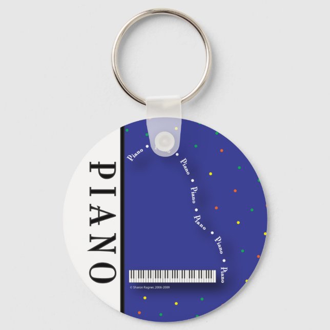 Blue Grand Piano Keychain (Front)
