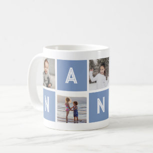 Blue Grandmother 5 Photo Collage Nana Coffee Mug