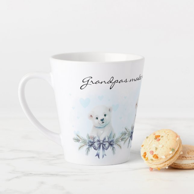 Blue Grandpa Make Life Sweeter Pregnancy Reveal Latte Mug (In Situ)