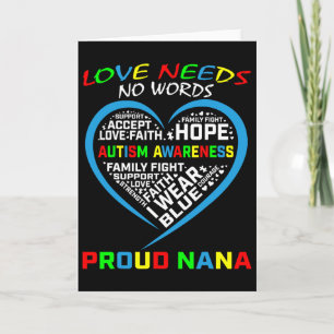 Blue Grandson Granddaughter Autism Awareness Nana Card