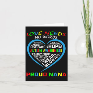 Blue Grandson Granddaughter Autism Awareness Nana Card