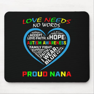 Blue Grandson Granddaughter Autism Awareness Nana Mouse Mat